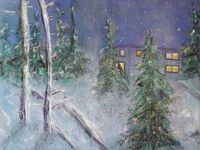 Winternacht - Pastell 32 X 24 cm